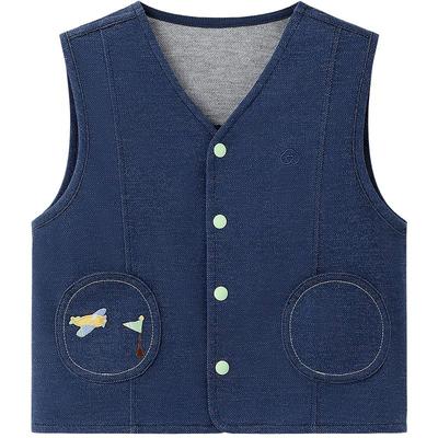 全棉时代儿童马甲男童童装针织马甲牛仔深蓝可外穿内搭秋冬新款