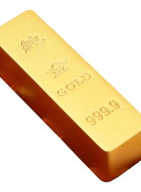 纯黄铜仿真金条摆件实心铜假金砖金块聚宝盆装饰桌面招黄金