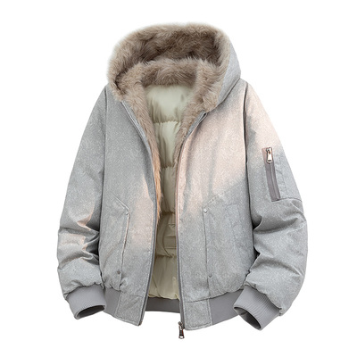 加厚保暖毛领夹克大码外套