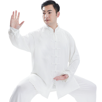 太极服男夏季新款牛奶丝高弹垂顺