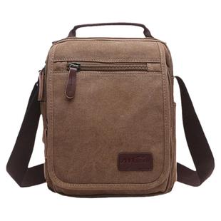 男士休闲斜挎包简约时尚便携外出帆布包多功能竖款单肩包多口袋