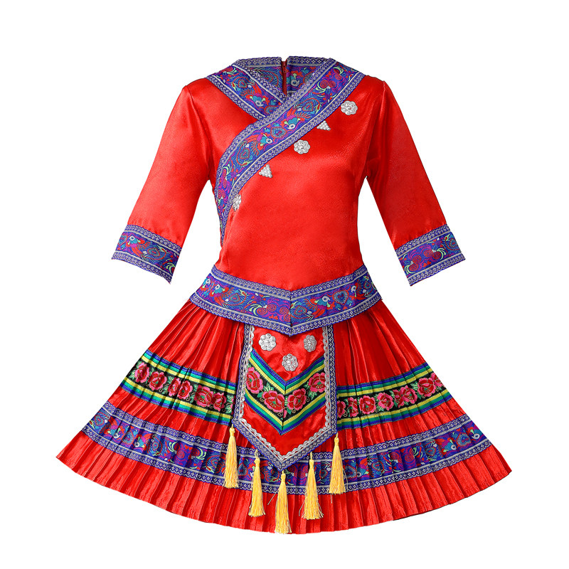 新壮族服装女装少数民族演出服土家族舞蹈服装苗族服装苗族演出服