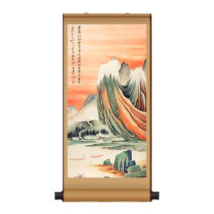 张大千山水画装饰画仿王蒙春山图玄关茶室中堂装饰画挂画字画书画