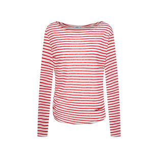 辣到中暑美式辣妹慵懒风条纹露肩长袖T恤纯欲性感宽松休闲百搭ins