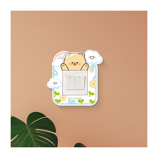 开关贴插座装饰边框套可爱卡通熊猫防水开关保护套遮丑灯立体墙贴