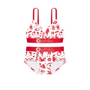 Ethika【恋爱拼图】情侣款女士文胸套装印花速干无钢圈薄文胸内裤