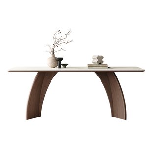 auguste奥古斯特 玛奇朵餐桌家用小户型意式极简纯白岩板实木餐桌