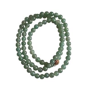 缅甸玉缅甸天然A货翡翠项链老坑料糯冰湖水绿色项链6.4mm一物一证