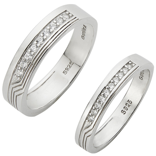 GUUKA潮牌银饰戒指一对夏新款 情侣镶钻对戒七夕情人节送女友礼物