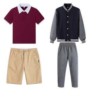 周南梅溪湖中学男女童学生藏青色校服棒球服英伦短袖裙子套装