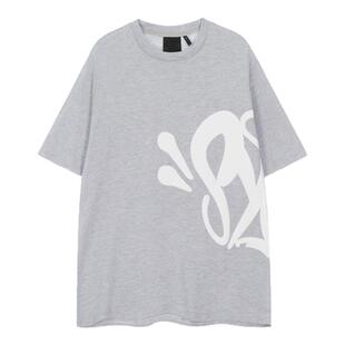 美潮牌syna发泡字母印花Drill风男女休闲宽松圆领短袖T恤2025新款