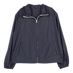 A21女装宽松连帽落肩薄款风衣外套秋季开衫户外休闲情侣装上衣女