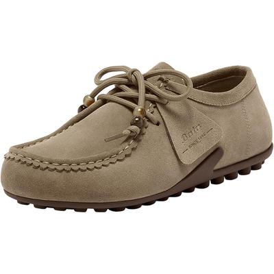 Bata袋鼠鞋女2025秋商场新款牛剖皮厚底百搭通勤勃肯鞋73117CM5