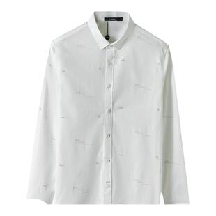 VMEN威曼白色长袖衬衫男新款时尚印花休闲时尚百搭衬衣V021S605
