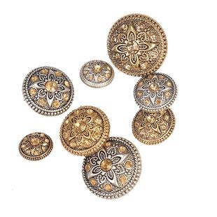 衣服纽扣扣子圆形复古女士西装扣风衣大衣扣毛衣装饰扣金色钮扣