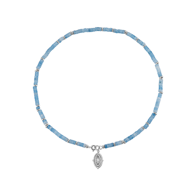 飒米蓝玉髓天然石保色星芒吊坠串珠项链轻奢高级质感叠戴锁骨链