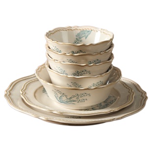 轻奢高级感陶瓷米饭碗中古风2026新款餐具家用特别好看法式吃饭碗