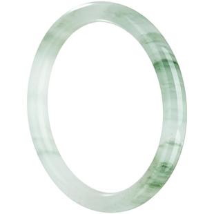 慕溪源天山翠手镯女冰种飘花玉镯天然金丝玉高冰手镯半山半水