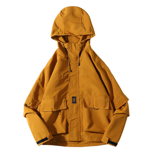 EpicSocotra25秋装多口袋宽松连帽工装夹克冲锋衣男女款户外外套