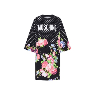 【新品首降】Moschino/莫斯奇诺 26早春 女士印花厚棉布连衣裙