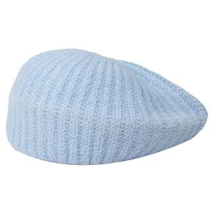 蓝色帽子围巾手套三件套冬天针织贝雷帽女秋冬季毛线马海毛画家帽