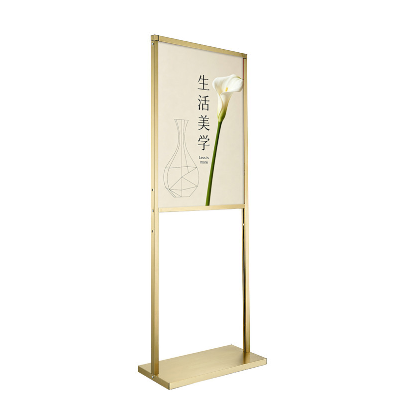 不锈钢双柱落地广告牌KT板展示架