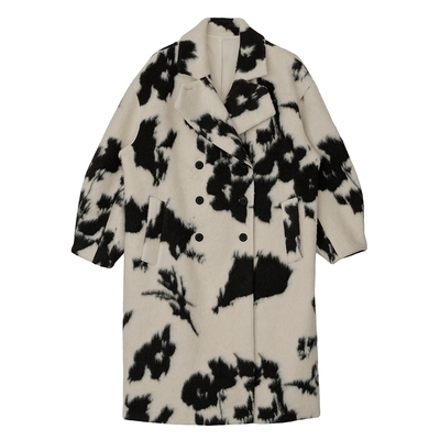 AMERI花朵图案毛呢大衣