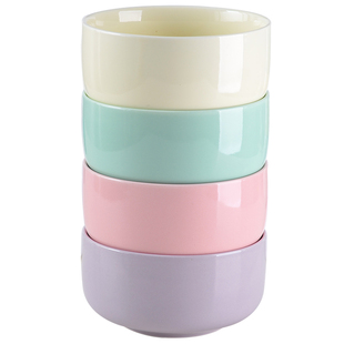 陶瓷米饭碗糖果色吃饭碗可爱小碗汤碗家用区分一人一碗专人专用碗