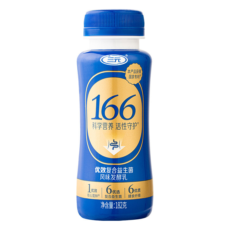 三元166优效复合益生菌182g*8瓶0蔗糖酸奶