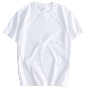 汉絮夏季时尚简约白色短袖t恤男纯棉半袖体恤纯色上衣修身打底衫