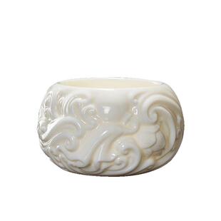 彤公子浮雕主人杯纯手工雕刻白瓷茶杯渡海杯中国国家博物馆收藏款