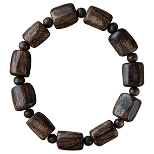 天然文莱黑棋楠沉香手串沉水高端黑油老料随形桶珠文玩手链女男款