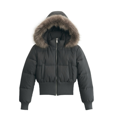 90白鸭绒可拆卸连帽羽绒外套