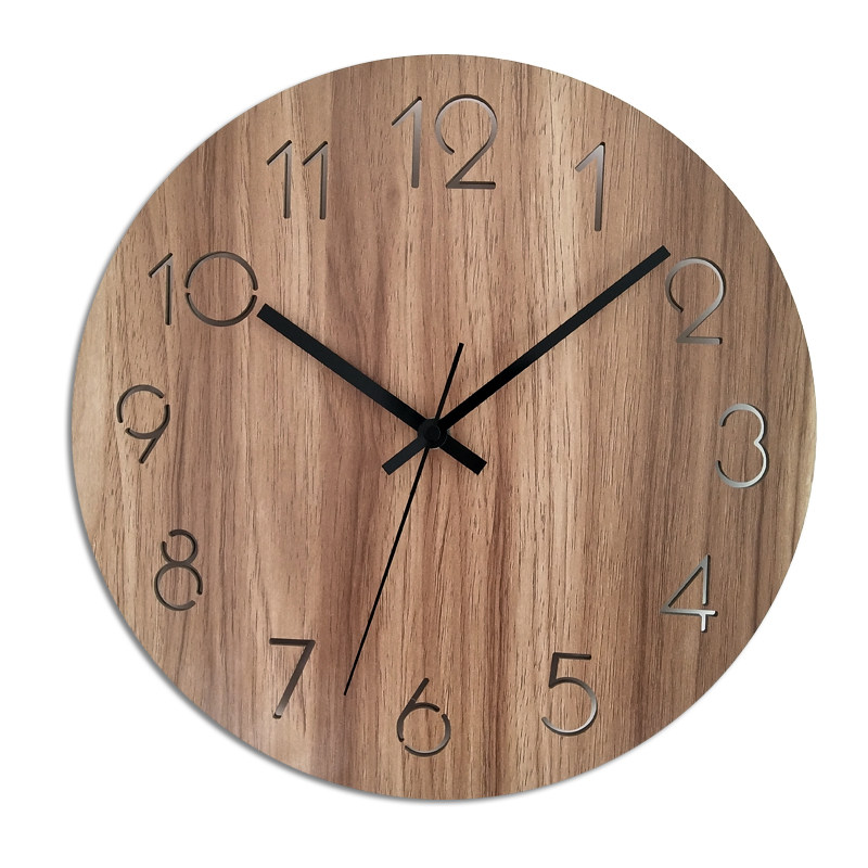 现代简约时尚木质石英钟时钟创意北欧大挂表静音挂钟客厅卧室墙钟