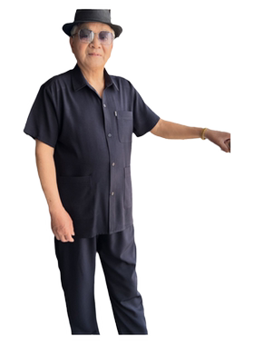 翻领短袖宽松多口袋设计