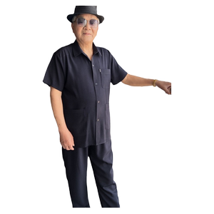 翻领短袖宽松多口袋设计
