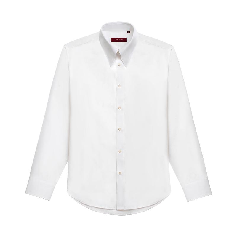 Acme cultum纯棉免烫抗皱尖领商务长袖白衬衫男修身衬衣结婚正装