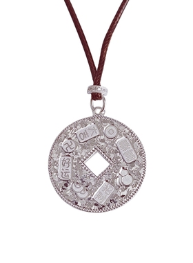 足银9999碎冰冰钱币吉言项链女