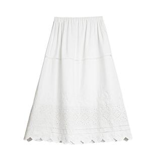 【自营】【夏日来信】ELLE白色优雅半身裙女2025夏新款休闲a字裙