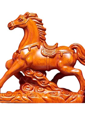 花梨木中式马到成功摆件中式复古