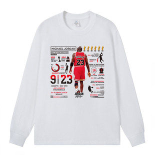 公牛队23号球衣美式复古T恤篮球服运动长袖打底衫直喷来图定制