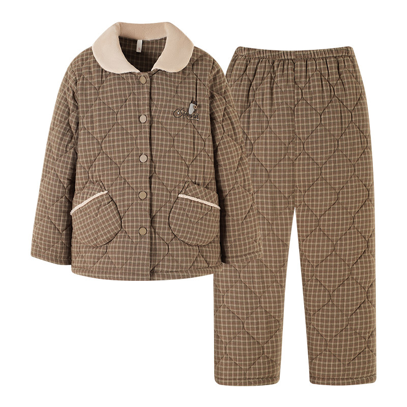 康汝雅冬季加厚纯棉布夹棉家居服