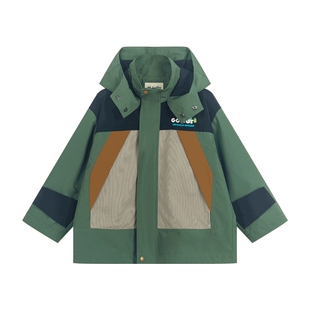 马拉丁童装儿童外套秋男童女童大童户外趣味撞色加绒风衣