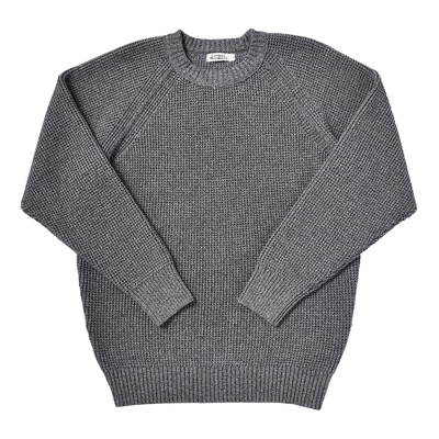 柴米美式复古圆领插肩袖毛衣