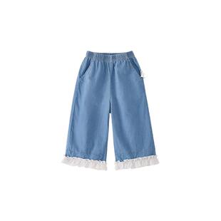 [棉]女童牛仔裤夏季儿童裤子薄款小童长裤纯棉女孩宝宝直筒裤