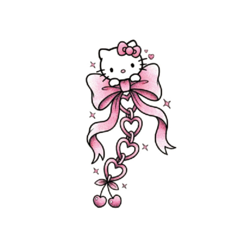INKCOOL hello凯蒂结纹身小贴可爱少女防水持久逼真半永久kitty
