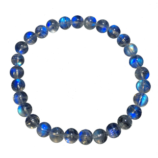 天然玻璃体蓝月光单圈手链印度月光石水晶手串情侣款饰品礼物男女