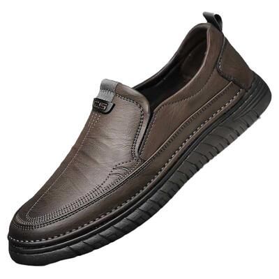 蜻蜓牌男鞋新款真皮休闲豆豆鞋一脚蹬牛筋鞋透气防水防滑男皮鞋