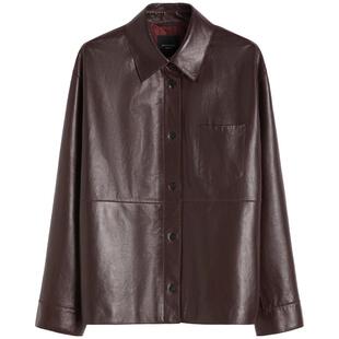 【春夏新降】Weekend MaxMara 26女装单排扣皮革夹克5441036106