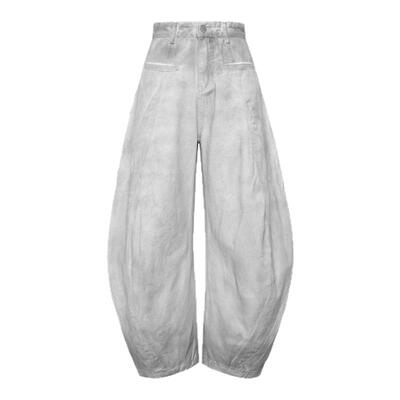 重磅立体弯刀剪裁做旧水洗牛仔裤